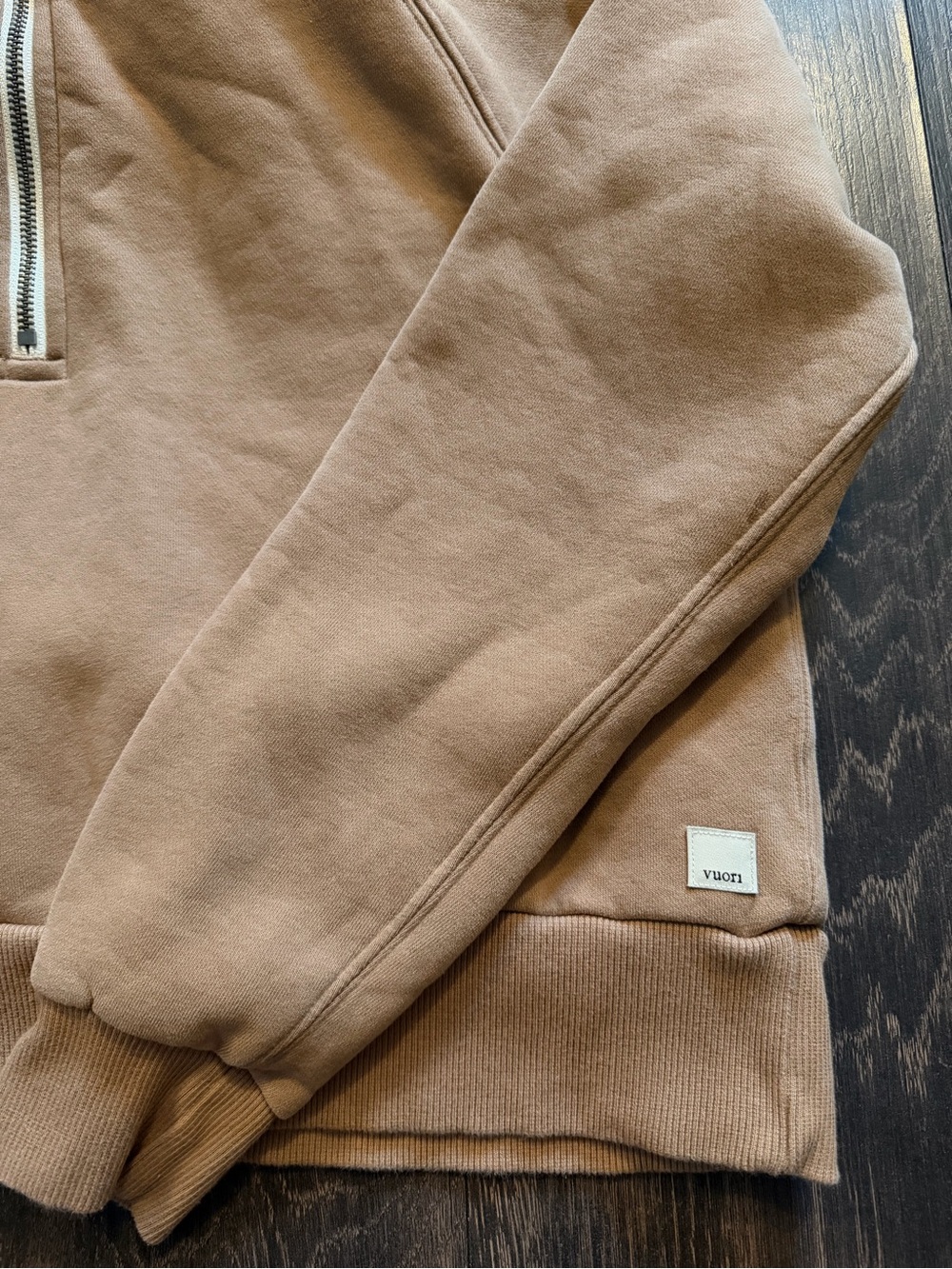 Vuori Women's Half-Zip Hoodie in Camel - Picture 2 of 7